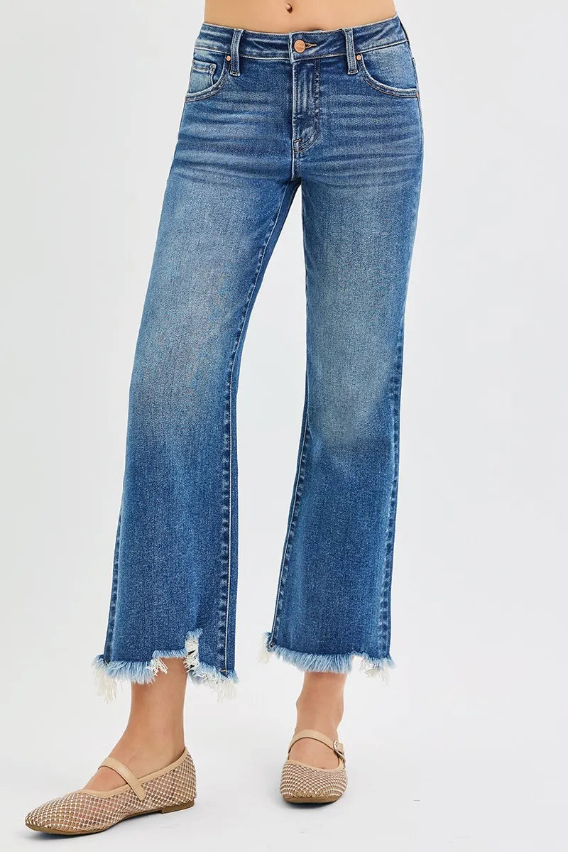 RISEN Full Size Mid Rise Crop Straight Jeans Plus Size NicholesGifts