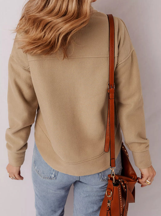 Grommet Detail V Neck Sweatshirt nicholesgifts