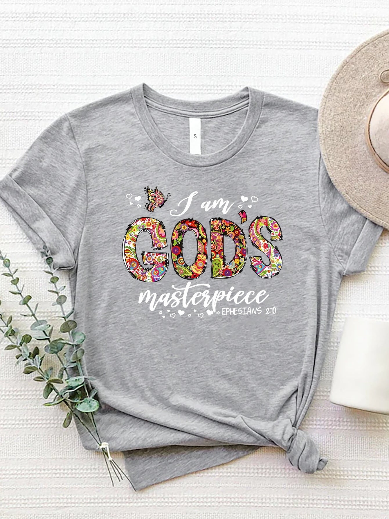 Women Letter Graphic Round Neck Short Sleeve Religious T-Shirt - Nicholesgifts.online