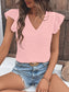 Women Textured V-Neck Cap Sleeve Blouse nicholesgifts