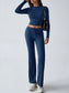 Round Neck Long Sleeve Top and Pants Set nicholesgifts