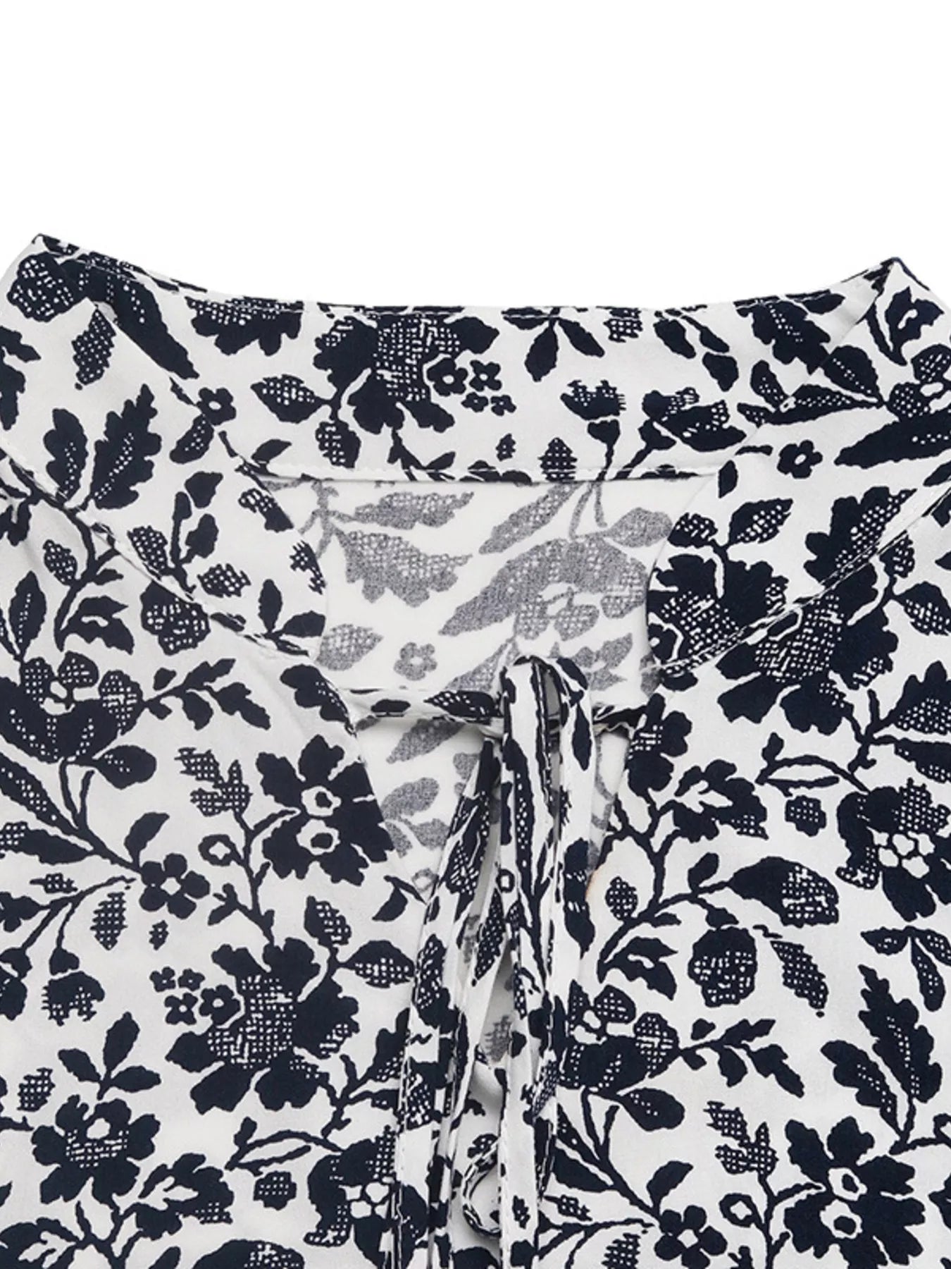 Printed Tie Neck Long Sleeve Blouse NicholesGifts