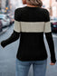 Color Block Round Neck Long Sleeve Top nicholesgifts