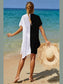 Double Take Openwork Contrast Slit Knit Cover Up nicholesgifts