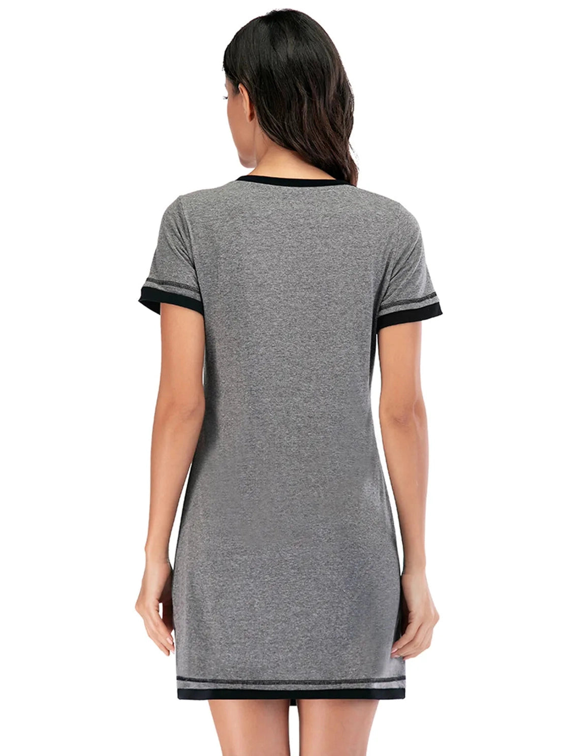 Contrast Trim Short Sleeve Lounge Dress nicholesgifts