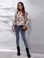 Ruched Printed V-Neck Long Sleeve Blouse nicholesgifts