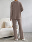 Ribbed Knit V-Neck Top and Pants Set nicholesgifts