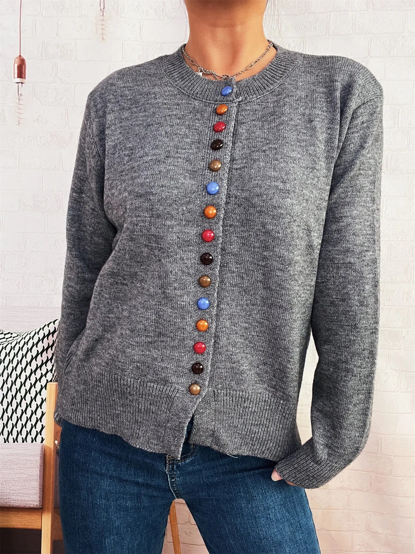 Button Up Long Sleeve Cardigan
