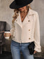 Perfee Button Up Collared Neck Long Sleeve Jacket nicholesgifts