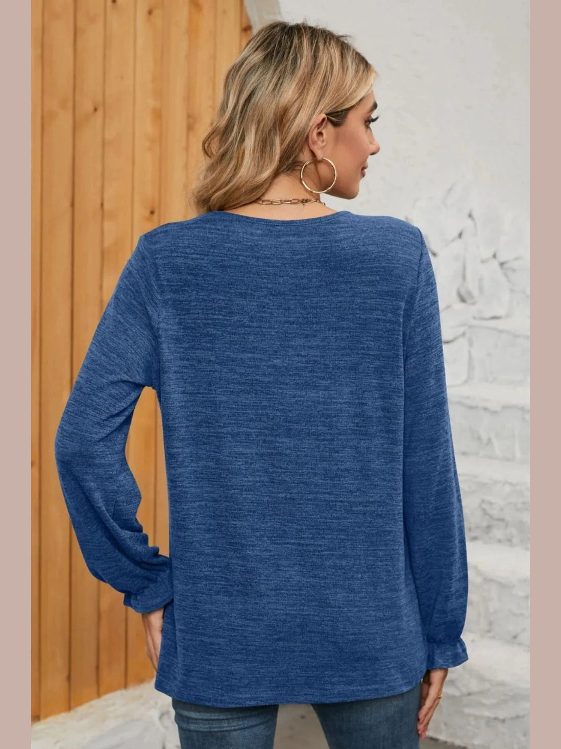 Ruched Round Neck Flounce Sleeve T-Shirt NicholesGifts