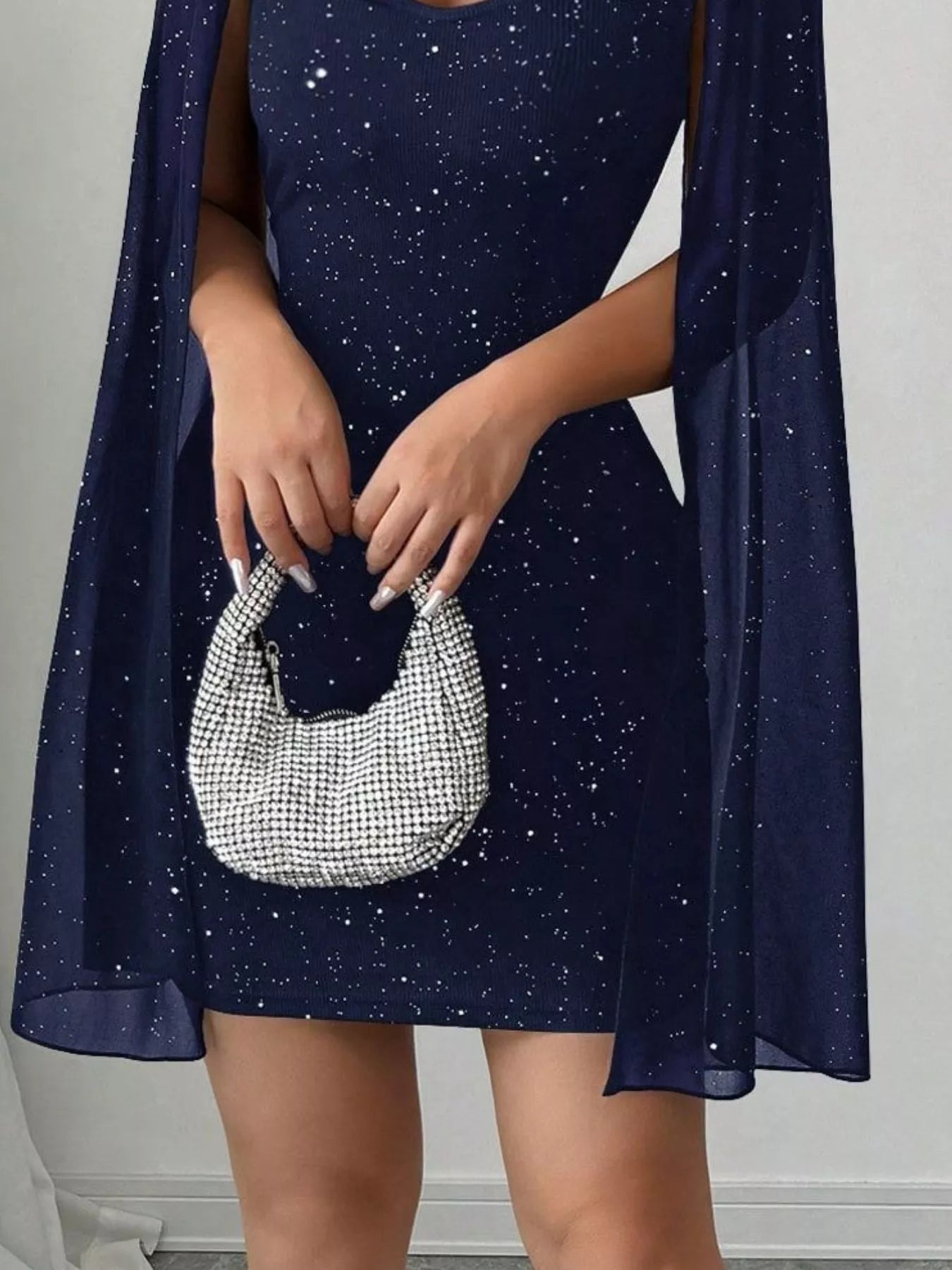 Cutout Bodycon Mini Dress with Cape Sleeves nicholesgifts