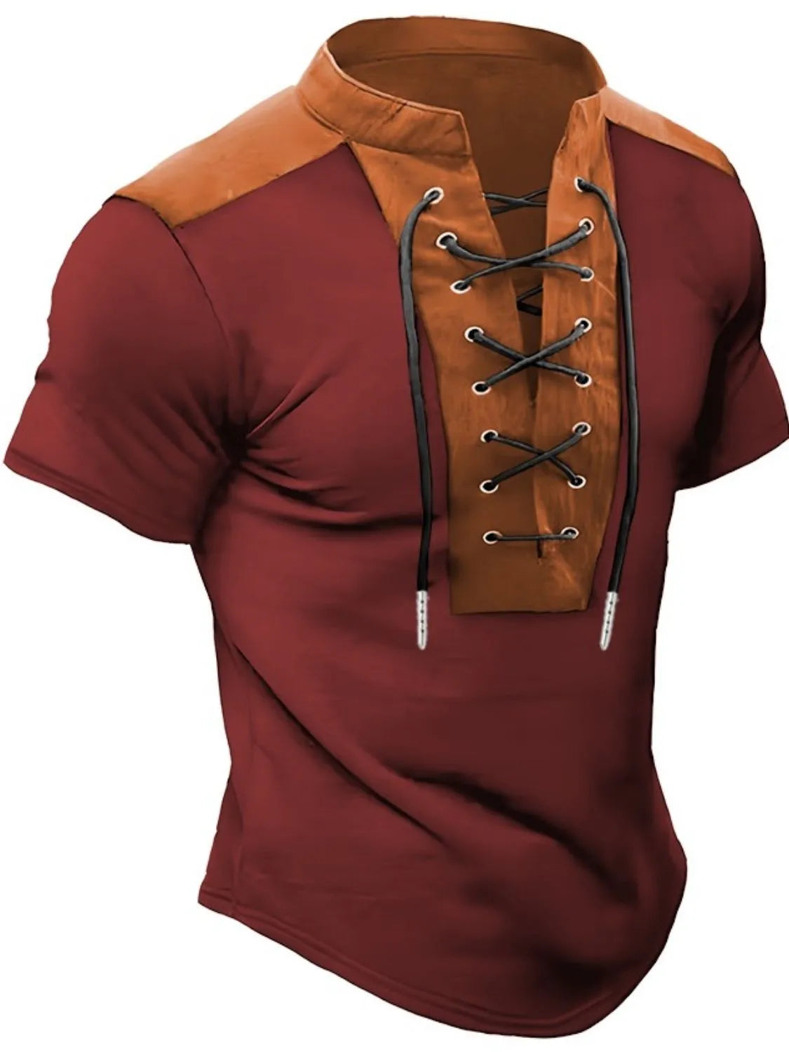 Men's Plus Size Lace Up Short Sleeve Polo NicholesGifts