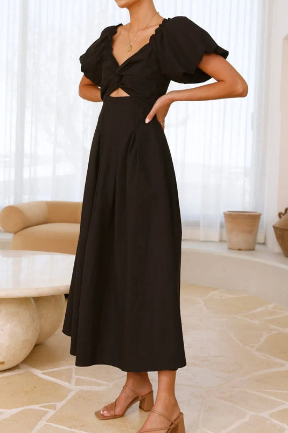 Sweetheart Neck Puff Sleeve Dress NicholesGifts