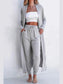 Open Front Long Sleeve Cardigan and Pants Lounge Set nicholesgifts