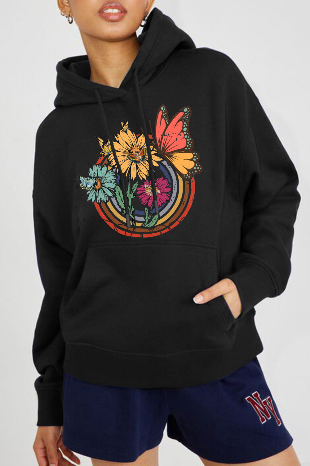 Simply Love Simply Love Full Size Butterfly and Flower Graphic Hoodie Trendsi
