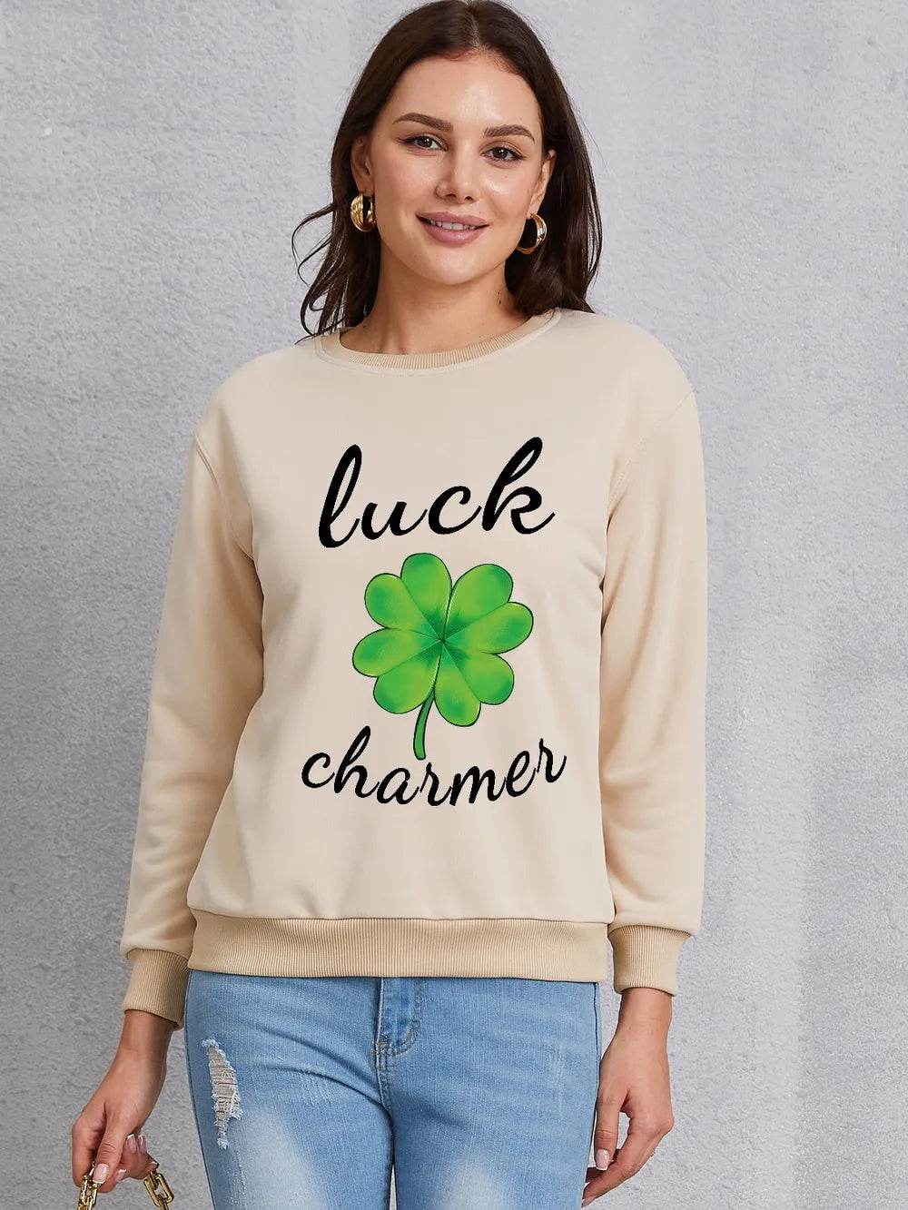 LUCK CHARMER Round Neck Sweatshirt nicholesgifts