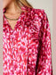 Double Take Full Size Printed Ruffle Trim Balloon Sleeve Shirt nicholesgifts