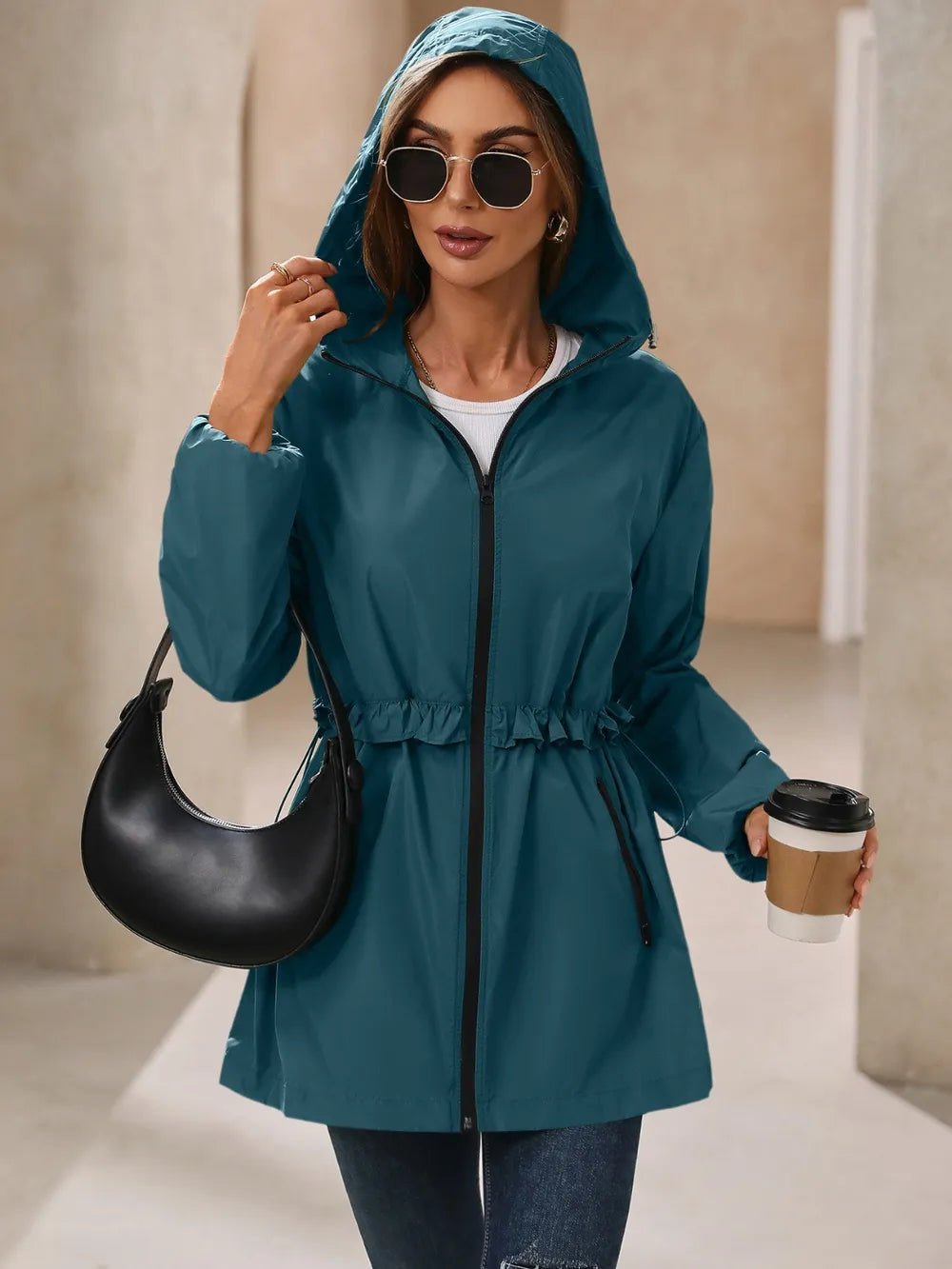 Ivy Lane Outdoor Waterproof Long Sleeve Hooded Windbreaker nicholesgifts