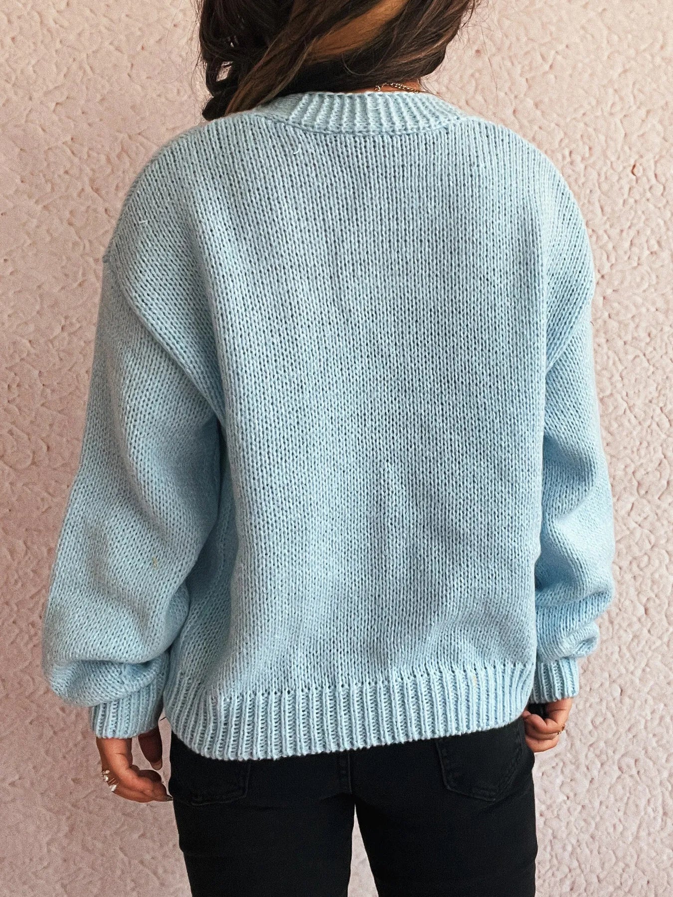 Flower Open Front Long Sleeve Cardigan