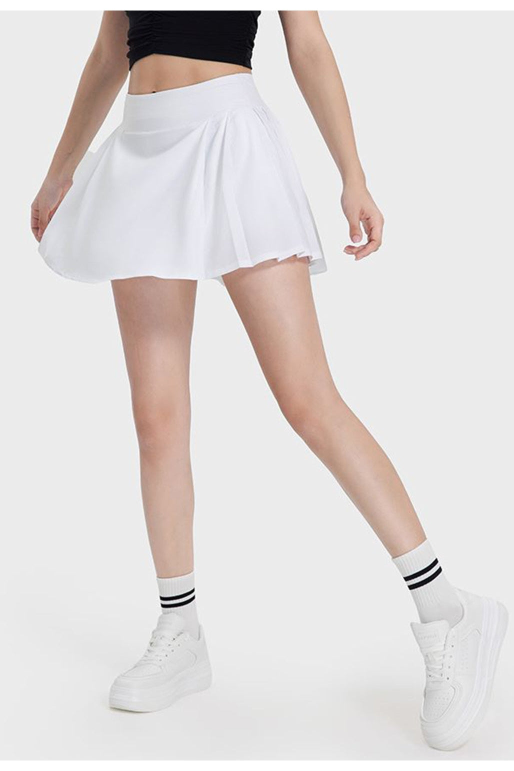 Pleated Detail Mid-Rise Waist Active Skirt nicholesgifts