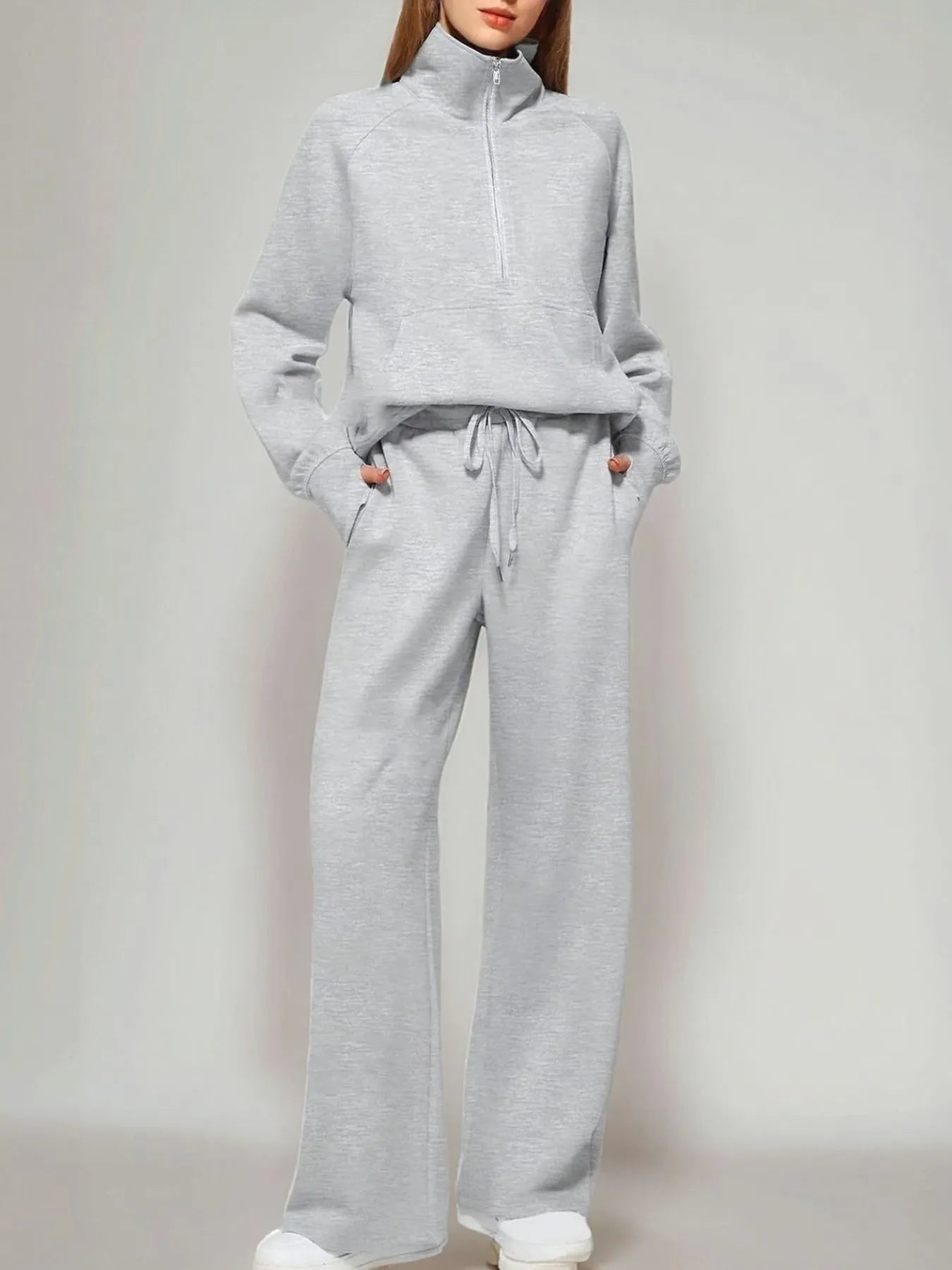Half Zip Long Sleeve Top and Pants Set NicholesGifts
