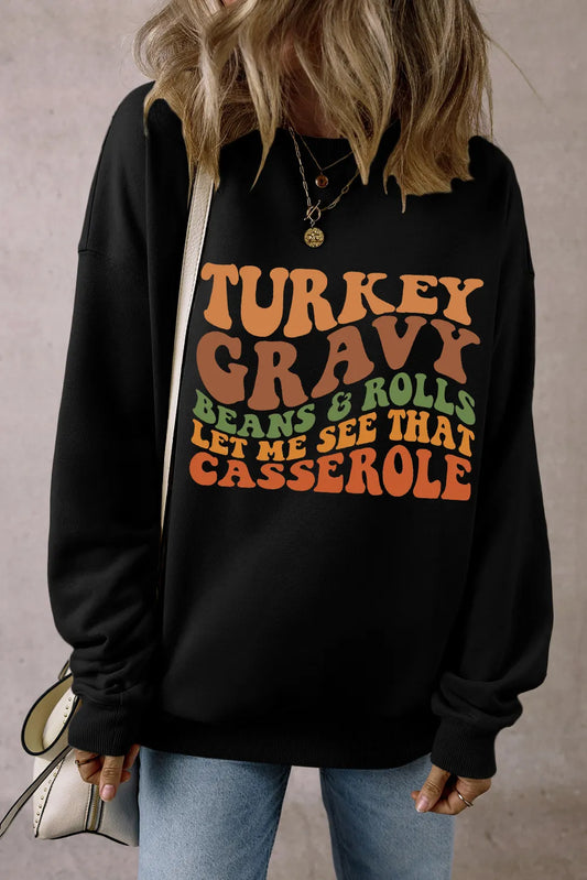Letter Graphic Round Neck Long Sleeve Sweatshirt Trendsi