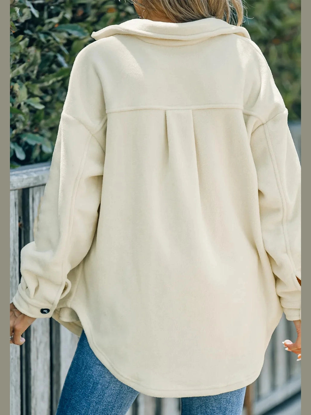 Button Up Collared Neck Long Sleeve Jacket nicholesgifts