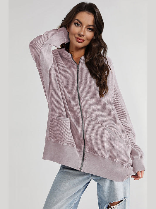 Zip-Up Long Sleeve Jacket Trendsi