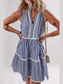Stripe Sleeveless Notched Ric Rac Mini Dress nicholesgifts