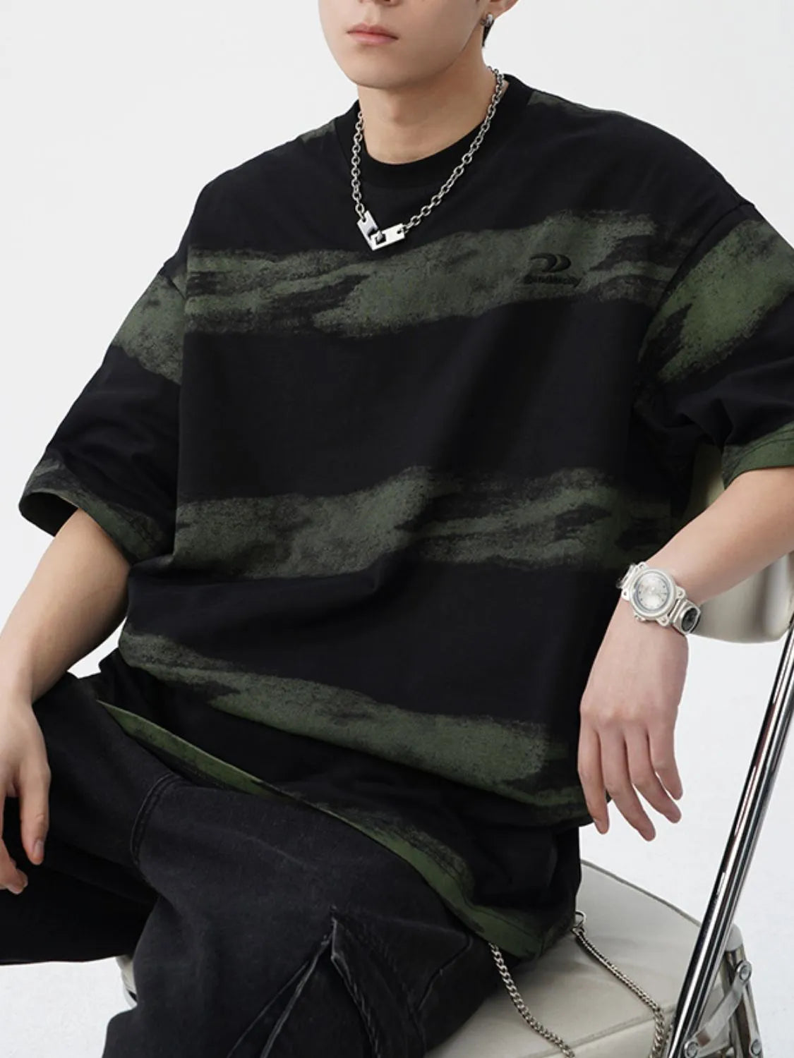 Men's Plus Size Basic style Round Neck Striped T-Shirt NicholesGifts