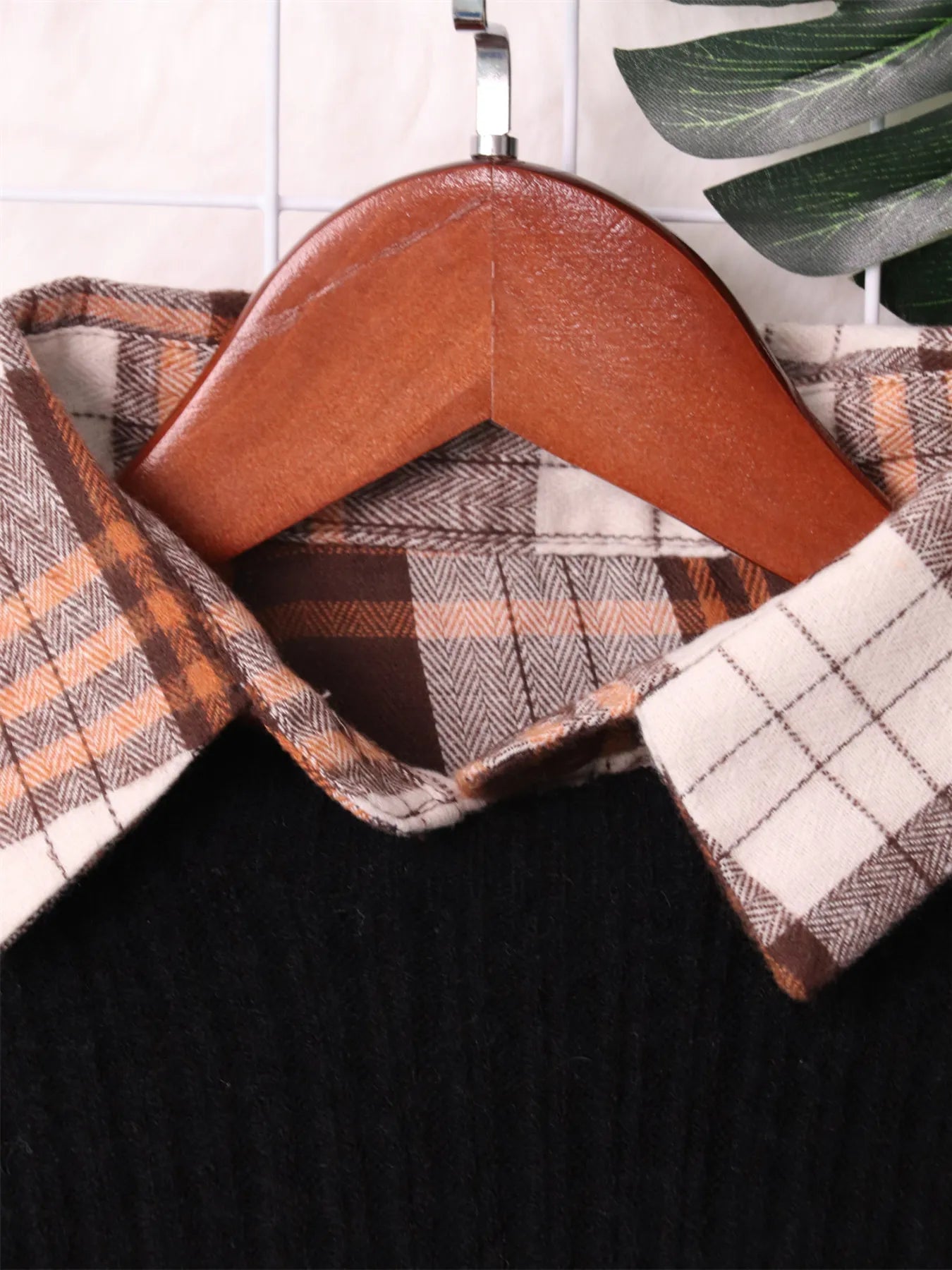 Plaid Long Sleeve Sweater Dress