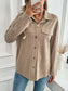 Textured Collared Neck Button Down Shacket nicholesgifts