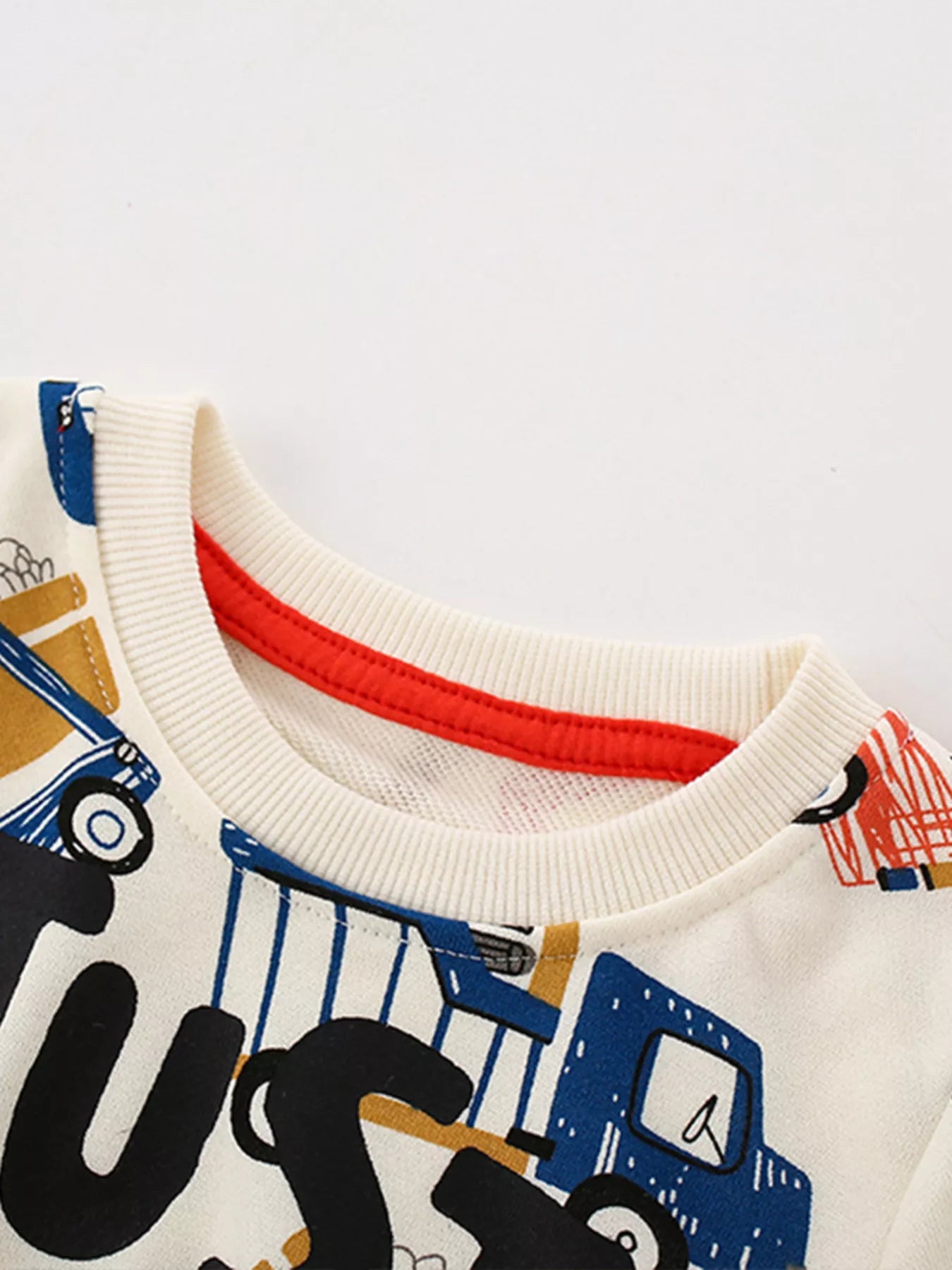 Children's Cartoon Vehicle Print Crew Neck Sweatshirt Trendsi