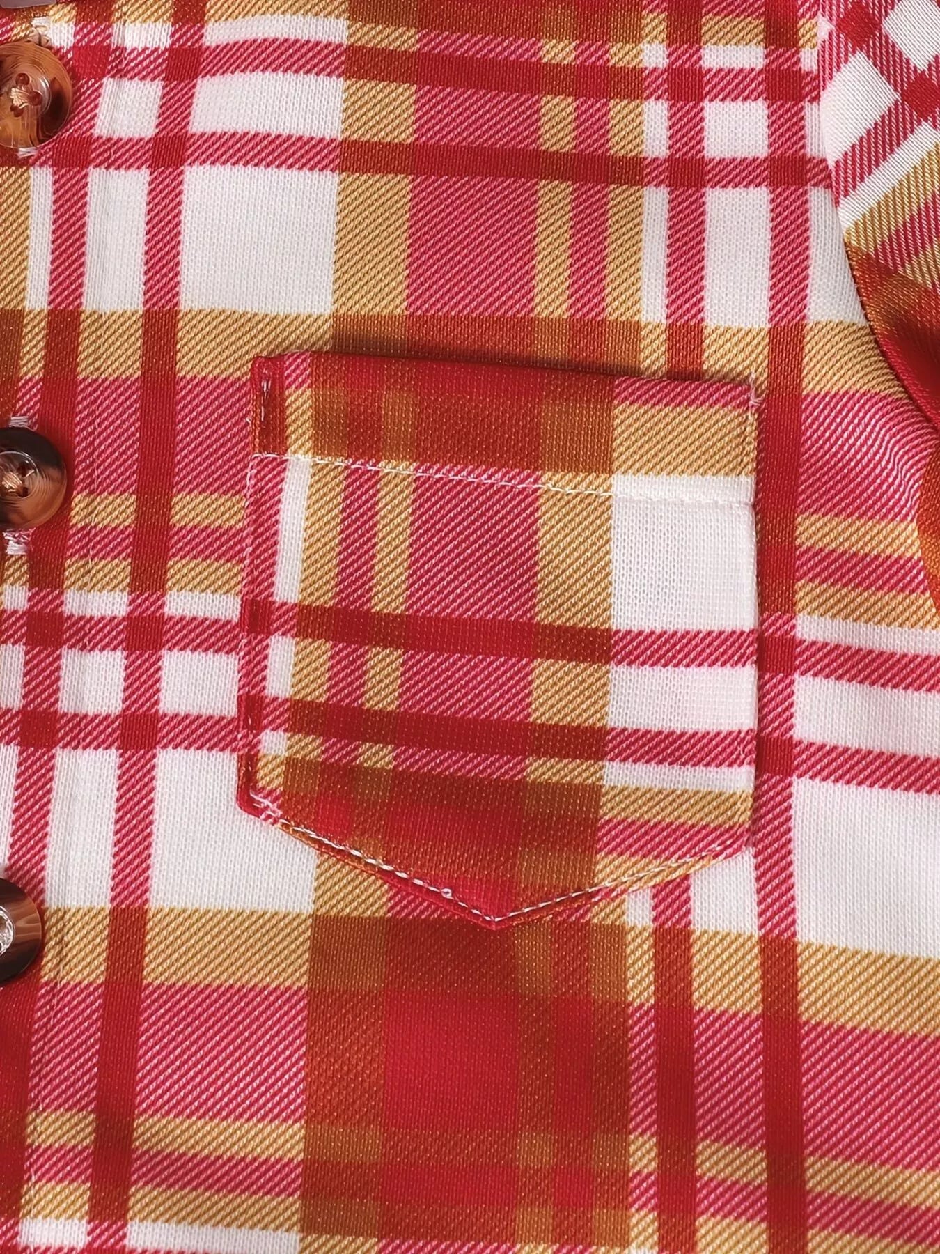 Children's Plaid Button Up Hooded Top & Pants Set NicholesGifts