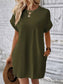 Women Pocketed Round Neck Short Sleeve Dress nicholesgifts