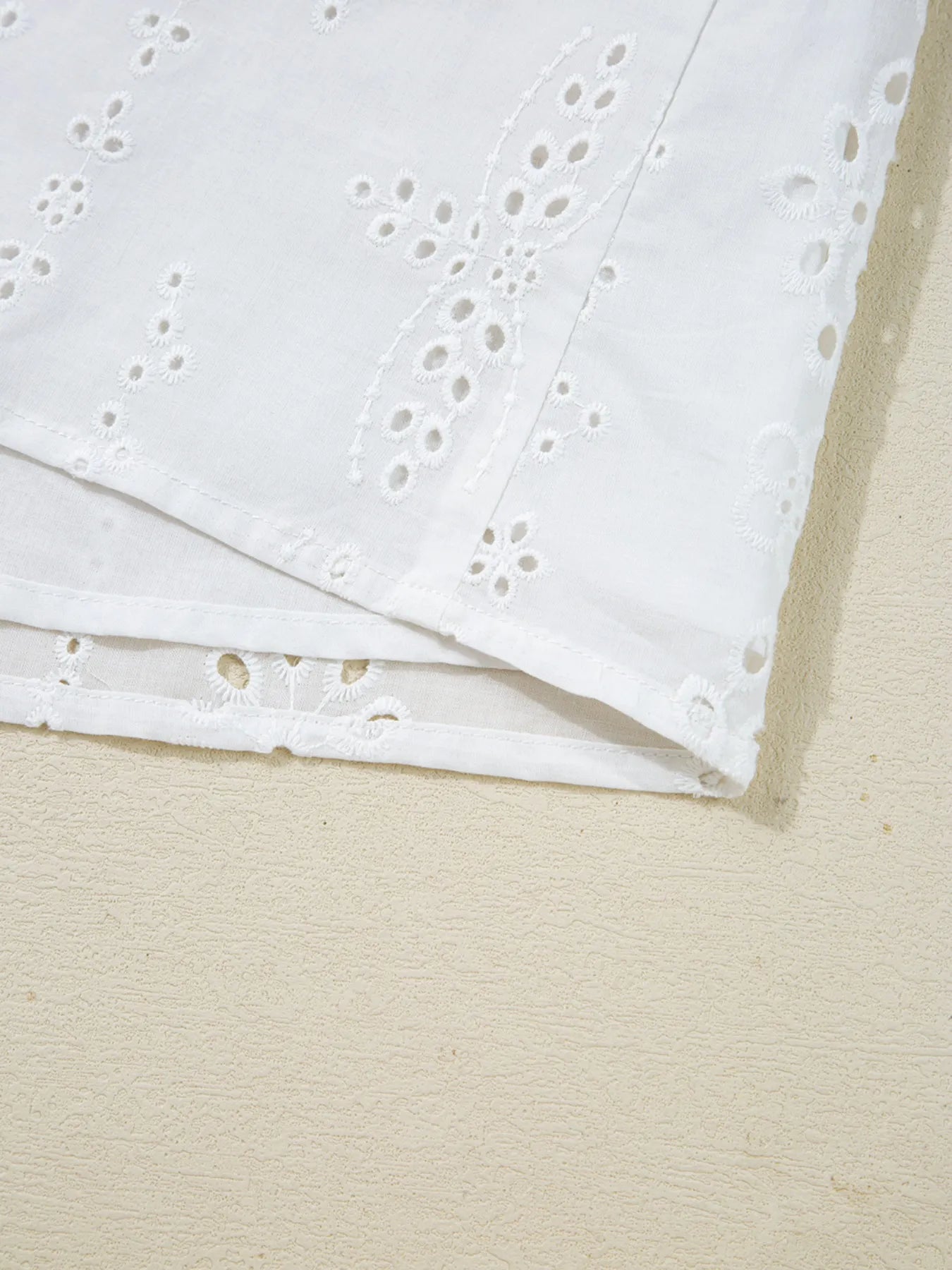Eyelet Long Sleeve Blouse with Elastic Cuffs NicholesGifts
