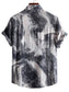Men's Plus Size Abstract Marble Print Short Sleeve Button-Up Shirt nicholesgifts