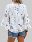 Ruffled Printed V-Neck Half Sleeve Blouse nicholesgifts