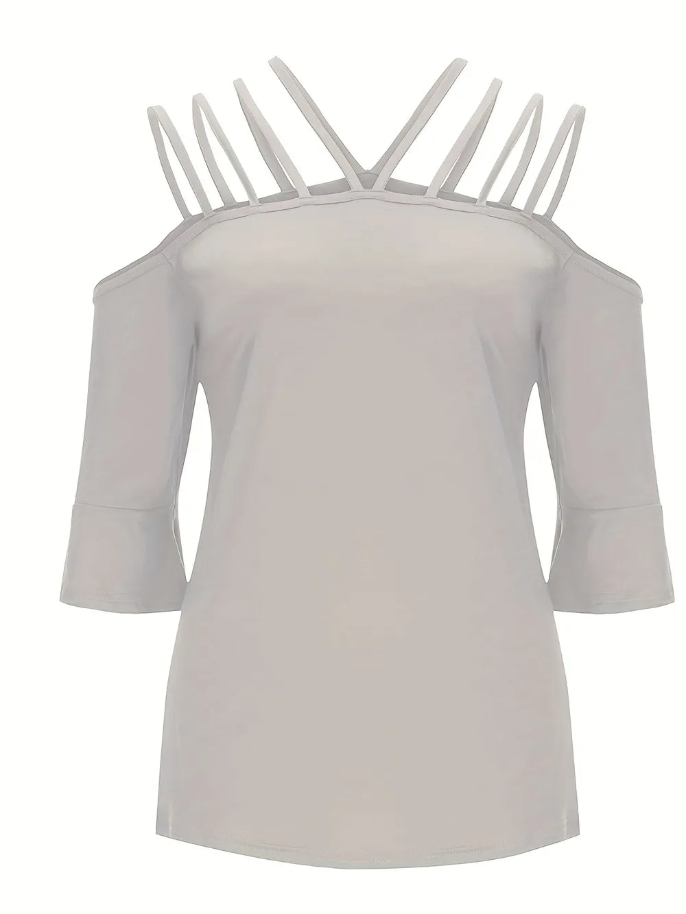 Full Size Cold Shoulder Three-Quarter Sleeve Blouse nicholesgifts