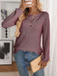 Striped Button Detail Long Sleeve Top nicholesgifts