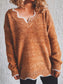 Notched Dropped Shoulder Long Sleeve Sweater nicholesgifts
