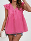 Women Ruched V-Neck Cap Sleeve Blouse nicholesgifts