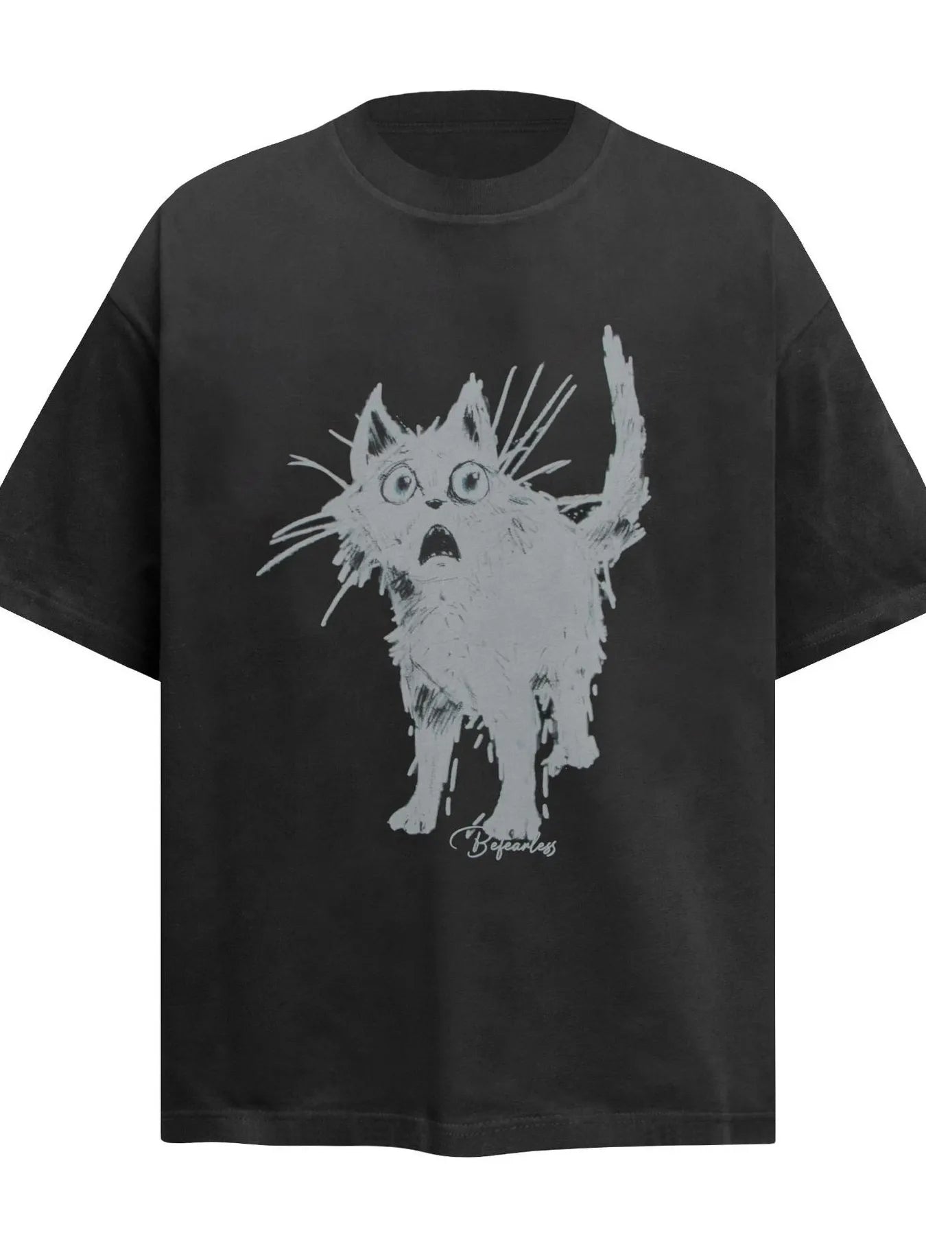 Men's Cat Graphic Short Sleeve Oversized T-Shirt Trendsi