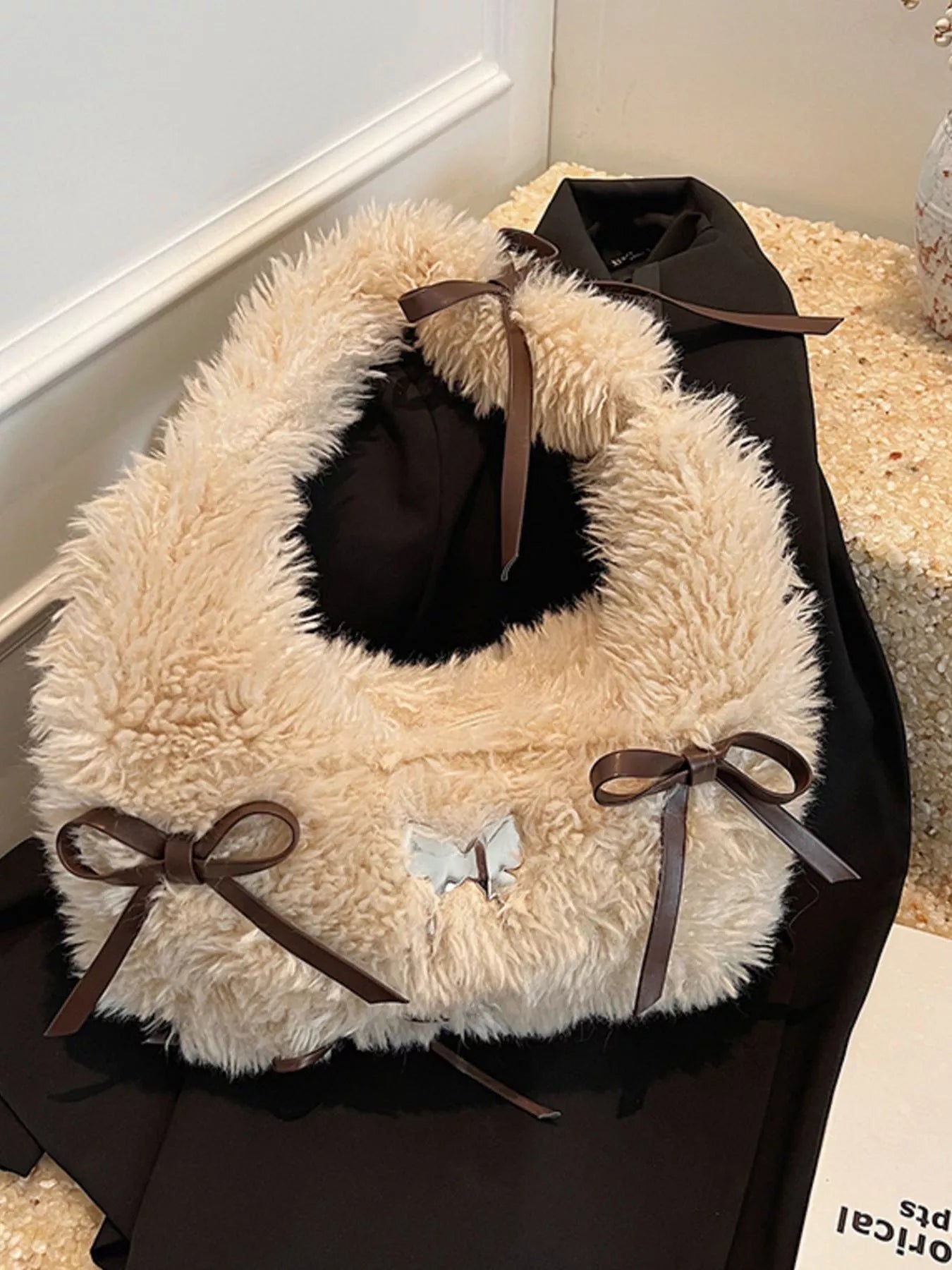 Fluffy Bow Shoulder Bag nicholesgifts