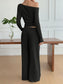 One Shoulder Long Sleeve Top and Pants Set nicholesgifts