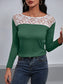 Ivy Lane Lace Trim Long Sleeve Round Neck Tee nicholesgifts