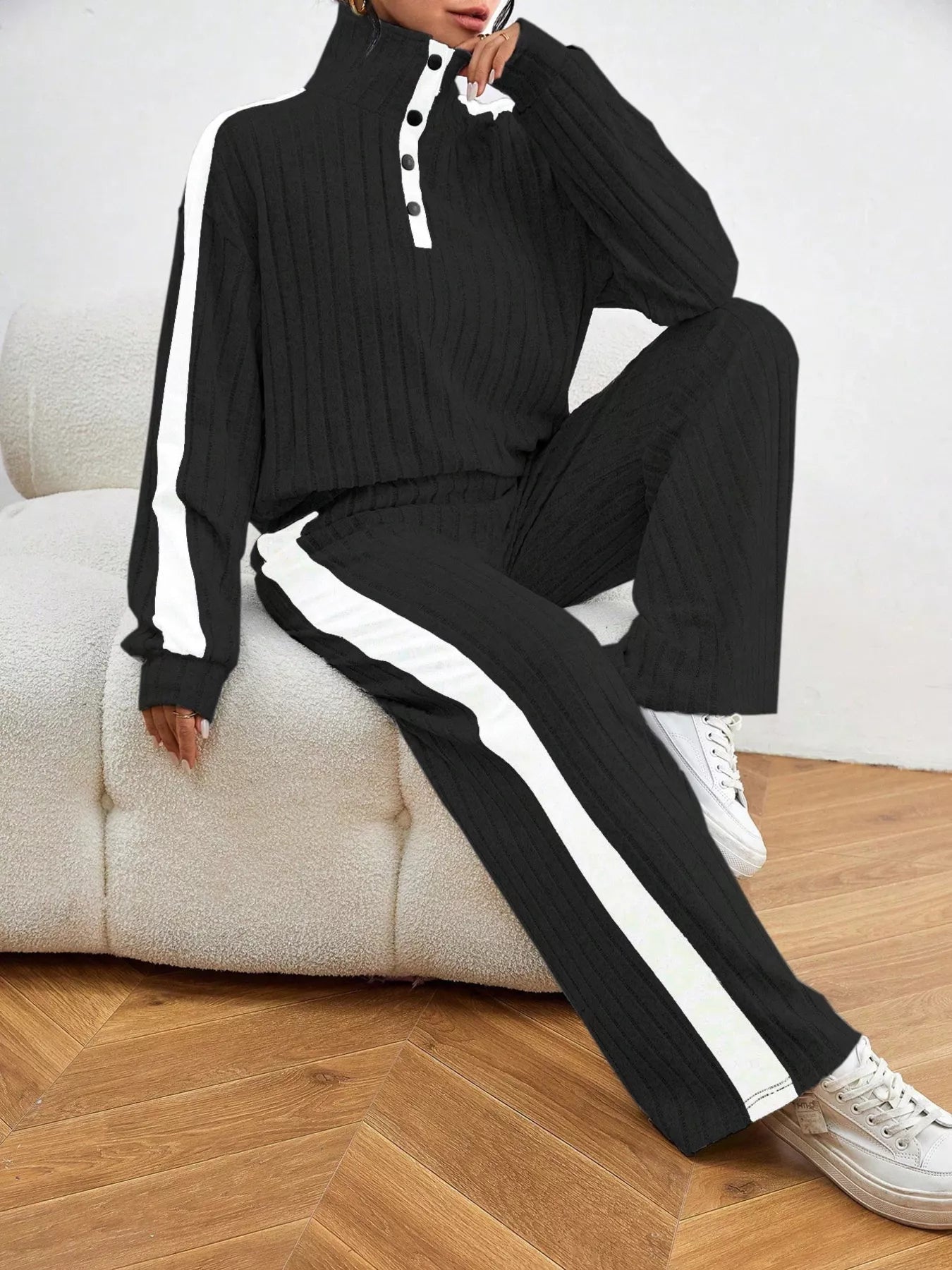 Ribbed Long Sleeve Top and Pants Set NicholesGifts