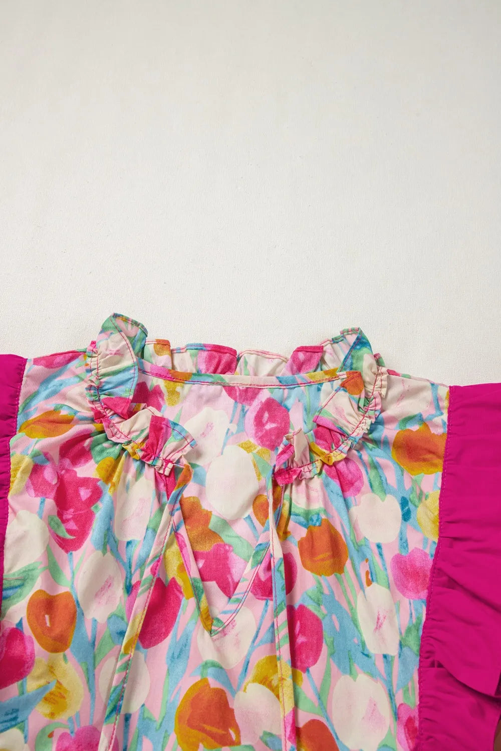 Floral Ruffle Layered Sleeve Blouse Trendsi