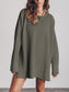 Openwork Round Neck Long Sleeve Slit Sweater nicholesgifts