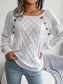 Decorative Button Cable-Knit Sweater Trendsi